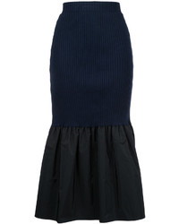 Le Ciel Bleu Rib Stitch Peplum Skirt