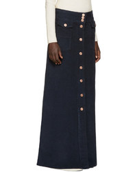 See by Chloe See By Chlo Navy Long Button Up Skirt