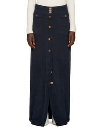 See by Chloe See By Chlo Navy Long Button Up Skirt