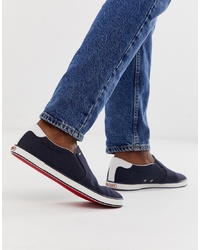 Tommy Hilfiger Slip On Trainer With Contrast Sole And Flag Logo In Navy
