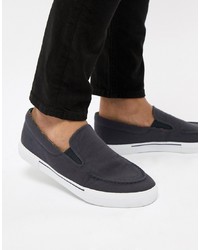 ASOS DESIGN Slip On Trainers In Navy With S