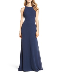 Hayley Paige Occasions Crewneck Chiffon Gown