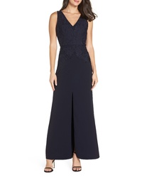 Harlyn V Neck Lace Top Gown