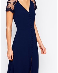 Jarlo Petite Lucia Button Through Maxi Dress With Lace Shoulders
