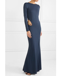 Haney Bianca Cutout Embellished Stretch Jersey Gown