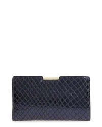 Milly Reptile Embossed Leather Frame Clutch
