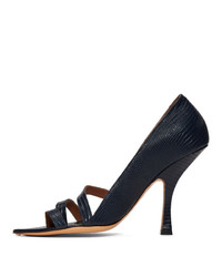 Y/Project Navy Snake Heeled Sandals