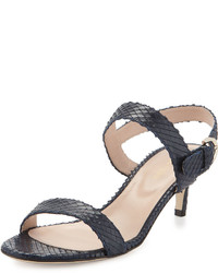 Navy Snake Leather Sandals