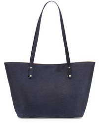 Navy Snake Leather Tote Bag