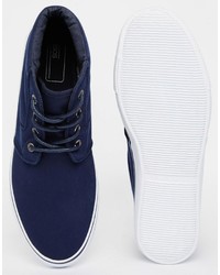 Asos Brand Chukka Sneakers In Navy With Padded Cuff
