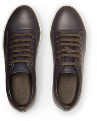 Lanvin Cap Toe Grained Leather Sneakers