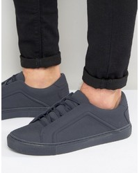 Asos Lace Up Sneakers In Navy Block