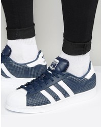 adidas Originals Superstar Sneakers In Blue B72587