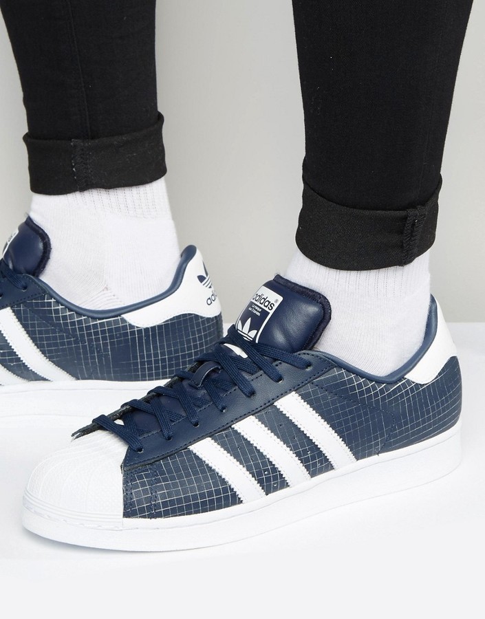 Amazon.com | adidas Men's Originals Superstar Shoes Blue/White Size 8.5 |  Fashion Sneakers