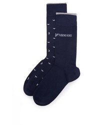 Emporio Armani 2 Pack Stretch Cotton Crew Socks