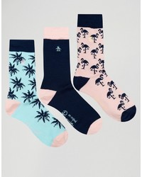 Original Penguin 3 Pack With Flamingo Print Socks