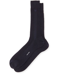 Tom Ford Basic Ribbed Knit Socks Navy