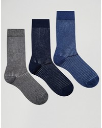 Asos Brand Smart Socks With Rib 3 Pack