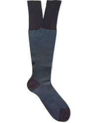 Bresciani Knee Length Herringbone Cotton Socks