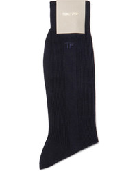 Tom Ford Embroidered Ribbed Cotton Socks