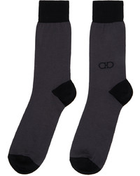 Ferragamo Gray Black Gancini Socks