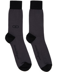 Ferragamo Gray Black Gancini Socks