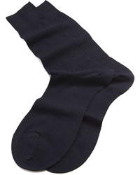 Pantherella Mid Calf Ribbed Wool Dress Socks Navy