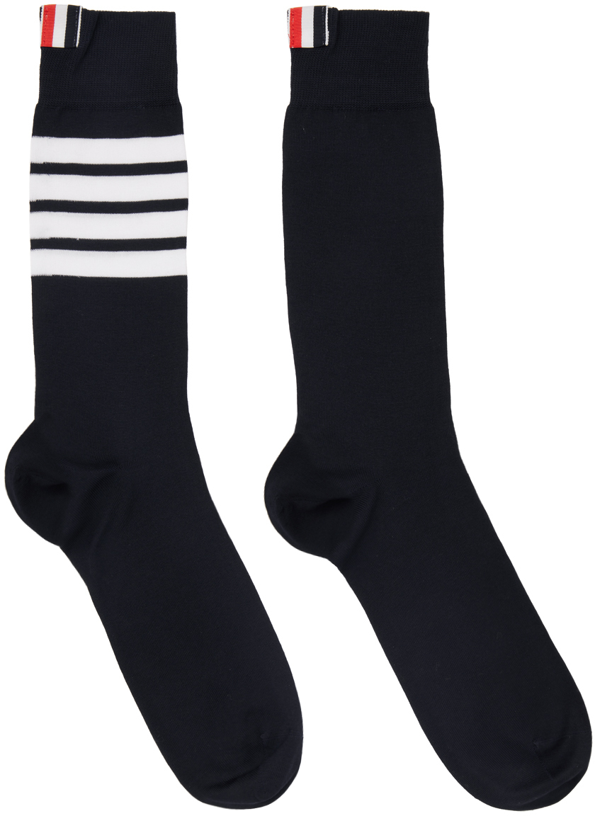 Thom Browne Navy 4 Bar Socks, $160 | SSENSE | Lookastic