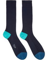 Paul Smith Navy Contrasting Socks