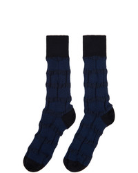 Issey Miyake Men Navy Geometric Socks