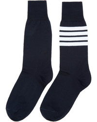 Thom Browne Navy Mid Calf Four Bar Socks