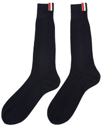 Thom Browne Navy Ribbed Socks