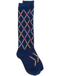 MSGM Plaid Embroidered Socks