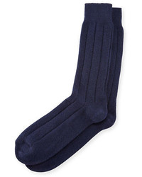 Neiman Marcus Ribbed Cashmere Socks