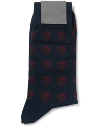 Alexander McQueen Skull Patterned Stretch Cotton Blend Socks