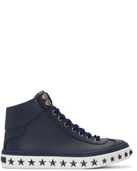 Jimmy Choo Navy Star Sole Argyle High Top Sneakers