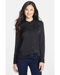 Halogen Collarless Button Front Blouse