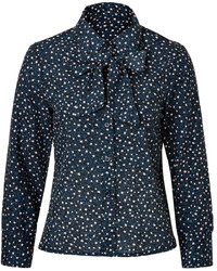 See by Chloe See By Chlo Cotton Star Print Tie Neck Blouse
