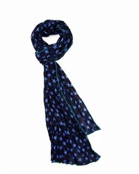 San Diego Hat Company Star Print Scarf With Contrasting Stitched Edge