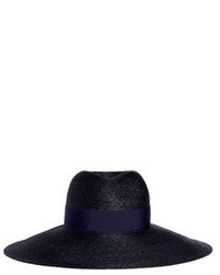 Lanvin Grosgrain Ribbon Straw Capeline Hat