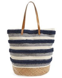 Sole Society Woven Bottom Tote Blue