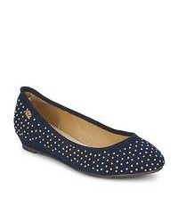 Navy Studded Ballerina Shoes