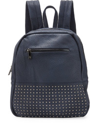 Neiman Marcus Classic Studded Faux Leather Backpack Navy