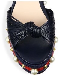 Gucci Barbette Leather Studded Platform Sandals