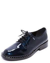 Navy Studded Leather Oxford Shoes