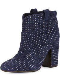 Navy Studded Suede Boots