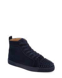 Christian Louboutin Lou Spikes High Top Sneaker In Marine At Nordstrom