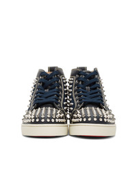 Christian Louboutin Navy Louis Spikes High Top Sneakers