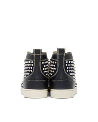 Christian Louboutin Navy Louis Spikes High Top Sneakers