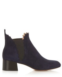 Chloé Chlo Lauren Scallop Edged Suede Ankle Boots